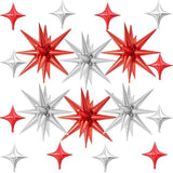 18-Pc Red & Silver Star Balloons with 22" and 10" Foil Balloons for Parties
