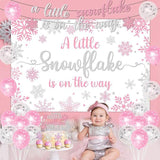 Winter Baby Shower Banner and Pink Silver Snowflake Decorations for Girls