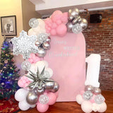 Pink Winter Wonderland Balloons 18 Inch Silver White for Christmas Baby Shower Party