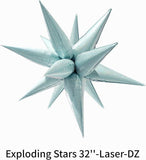 24 Pcs Light Blue Starburst Foil Balloons 32 Inch for Christmas Winter Party Decor