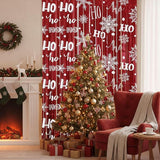 Christmas Snowflake Tinsel Backdrop 4 Pack 3.3x6.6ft Red & White Party Decor