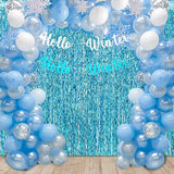 Teal Blue Tinsel Backdrop 4 Pack Wavy Foil Curtains for Underwater Party Decor