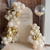 Beige & Gold Snowflake Balloons Set for Winter, Wedding, Xmas and Party Decor