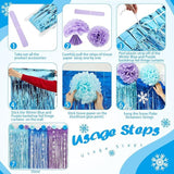 Blue Purple Snowflake Party Decorations 21PCS Tinsel Backdrop & Pom Pom Set
