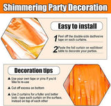 Orange Tinsel Backdrop 3 Pack 3.3x8.2ft Foil Fringe Curtains for Party Decor