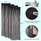 Black Tinsel Backdrop 4 Pack Foil Fringe Curtains for Birthday & Party Decor