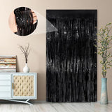 Black Tinsel Backdrop 4 Pack 3.3x8.3ft Foil Fringe Curtains for Party Decor