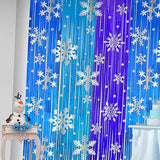 Snowflake Tinsel Backdrop 3 Pack 3.3x6.6ft Frozen Winter Birthday Party Decor