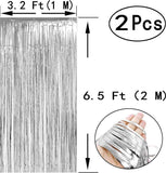Silver Tinsel Fringe Backdrop 2 Pack for Wedding Anniversary Party Decor