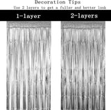 Silver Tinsel Fringe Backdrop 2 Pack for Wedding Anniversary Party Decor