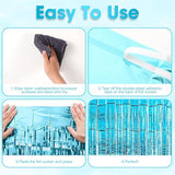 Light Blue Tinsel Backdrop 3 Pack 3.3x8.2ft Birthday, Baby Shower & Party Decor