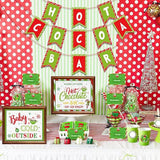Winter Hot Chocolate Bar Kit with Red Green Banner, Labels & Cup Tags
