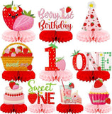 10 PCS Strawberry First Birthday Table Centerpieces for Baby Girls Party Decor