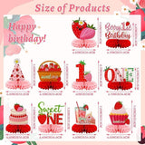 10 PCS Strawberry First Birthday Table Centerpieces for Baby Girls Party Decor