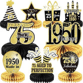 9 PCS 75th Birthday Vintage Honeycomb Table Centerpieces Party Decor for Men & Women