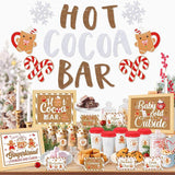 Gingerbread Man Hot Cocoa Bar Kit with Banner, Labels & Cup Stickers Christmas Party Decor