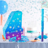 Snowflake Piñata Number 3 with Stick and Confetti for Winter Birthday Party