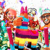 21-Inch Rainbow Donkey Piñata for Birthday, Cinco de Mayo and Party Fun