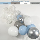 Winter Balloon Arch Kit Pastel Blue Gray White Snowflake Party Decorations
