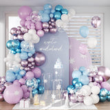 Winter Blue Purple Snowflake Balloon Arch Kit for Birthday & Baby Shower