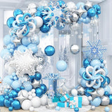 Winter Wonderland Balloon Arch Kit Blue White Silver Snowflake Party Decor