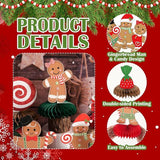 10PCS Gingerbread Christmas Table Centerpieces Paper Honeycomb Xmas Decor