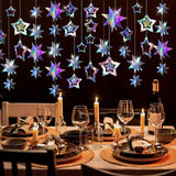 Iridescent Star Garland Holographic Hanging Decorations Birthday Wedding Baby Shower Party