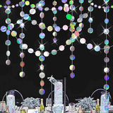Shining Iridescent Circle Dot Hanging Garland Sparkling Streamer Banner Wedding Baby Shower Birthday