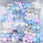 141-Piece Pastel Winter Wonderland Balloon Arch Kit in Purple Blue White Silver