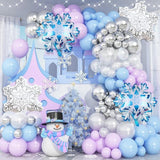 141-Piece Pastel Winter Wonderland Balloon Arch Kit in Purple Blue White Silver