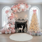 143-Piece Pink Winter Wonderland Balloon Arch Kit with White Silver Snowflakes
