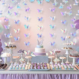 Iridescent 3D Butterfly Garland Set for Baby Shower Birthday and Wedding Decor