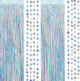 Iridescent Tinsel Foil Fringe Backdrop Curtain for Party Birthday Wedding and Holiday Decor