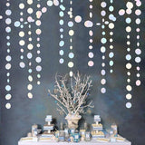 46 Ft White Iridescent Circle Dots Garland Holographic Streamers Decor