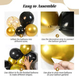 Black and Gold Balloon Garland Kit with Confetti Balloons for Party Decor
