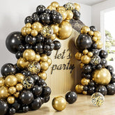 129 Pcs Black Gold Balloon Garland Arch Kit Confetti Balloons for New Year 2026