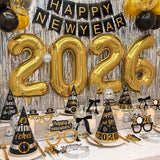New Year 2026 Party Supplies 50 Pc Decorations Kit Banner Hats Balloons and More