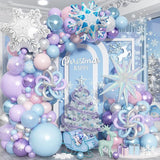 Winter Wonderland Balloon Arch Kit with Snowflake and Star Balloons for Holiday Parties