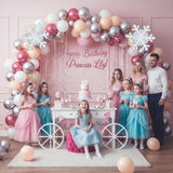 Winter Wonderland Balloon Arch Kit with Pink, Peach, Silver, and Snowflake Balloons for Parties