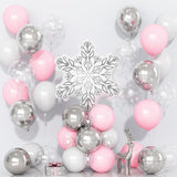 Pink White Silver Snowflake Balloon Kit for Winter Wonderland Girls Party Decor