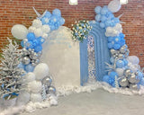 142PCS Frozen Balloon Arch Kit with Silver Blue Snowflake Balloons for Winter Birthday Party