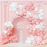 102PCS Pink White Balloon Arch Kit with Bow Balloons for Birthday and Party Decorations