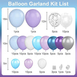 Purple Blue Snowflake Balloon Arch Kit with Silver Confetti for Winter Parties