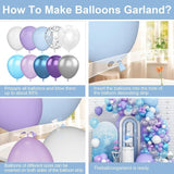 Purple Blue Snowflake Balloon Arch Kit with Silver Confetti for Winter Parties