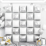 White Silver Square Foil Balloon Wall Tunnel Backdrop Kit for Party Decor