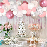 Winter Onederland 1st Birthday Decorations Pink Silver Balloon Garland Kit