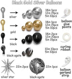 Black Gold Silver Balloon Garland Arch Kit with Star Balloons Party Decor
