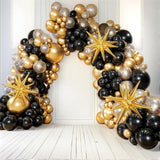 Black Gold Balloon Garland Arch Kit 140pcs Star Balloons for Birthday Party Decor