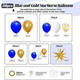 Royal Blue Gold Balloon Garland Arch Kit 136pcs Star Balloons Party Decor