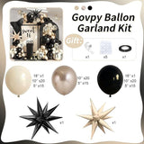 Black White Gold Balloon Garland Arch Kit 115pcs Star Balloons Party Decor